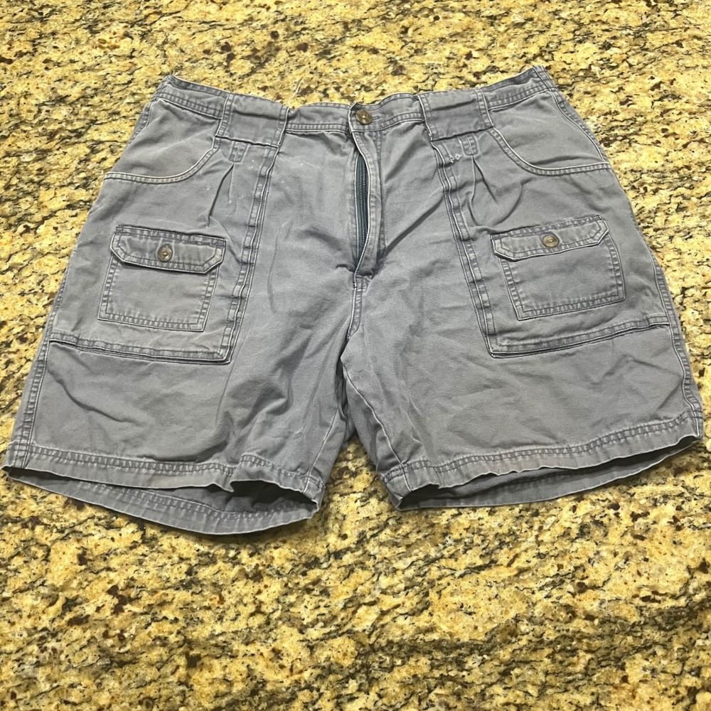 RedHead Brand Co Mens Cargo Shorts Blue Gray 40 Elastic Waist Canvas Utility